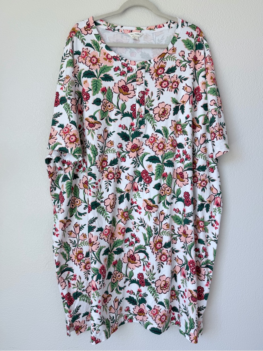 Vera Bradley Floral Henley Sleep Shirt Nightgown 100% Cotton 3XL